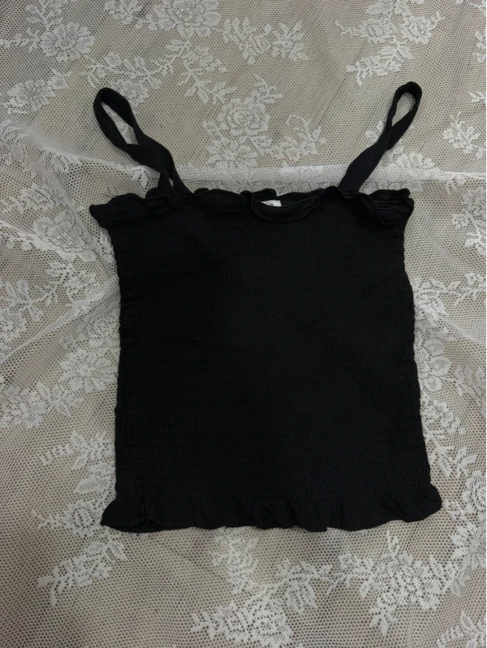 black ruched tank top